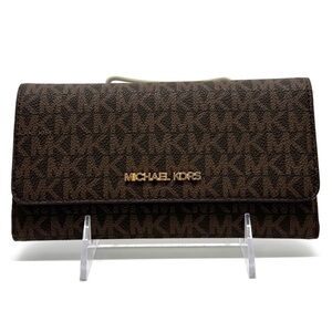 Michael Kors Large Trifold Wallet Brown Signature